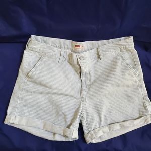 Levi's White Stripe Cuffed Shorts